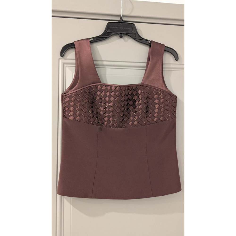 Women's Terani Couture Brown Beaded Tank Top Size 8